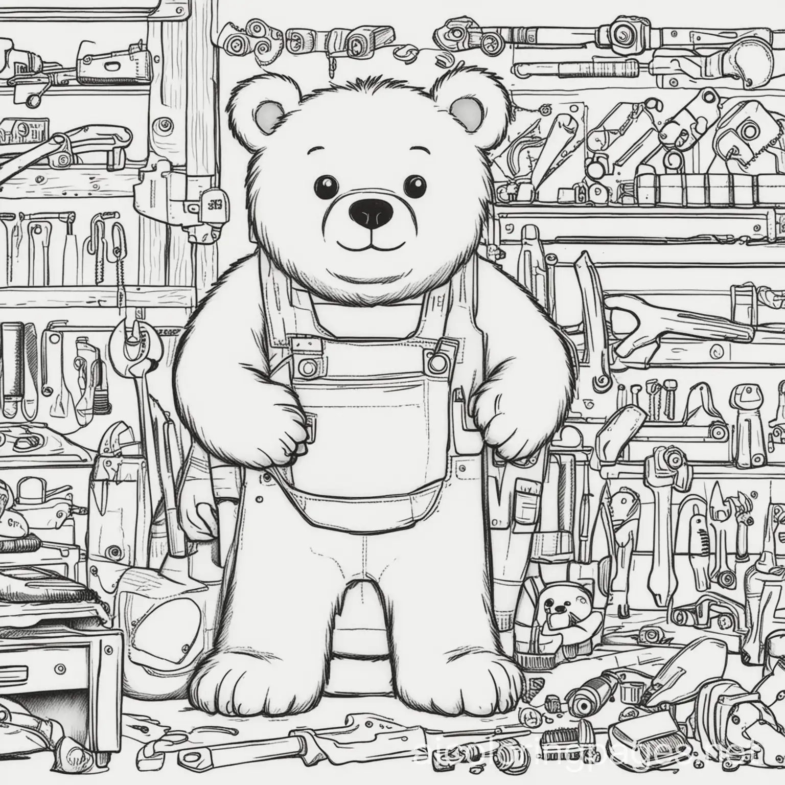 Bear-Working-at-a-Hardware-Store-with-Tools-Coloring-Page