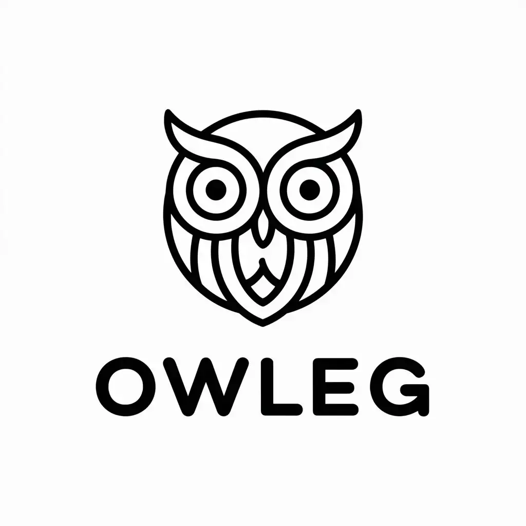 LOGO Design for Owleg Minimalist Owl Symbol on Clear Background