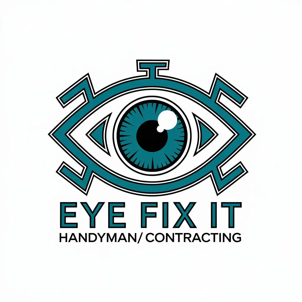 LOGO Design For Eye Fix It HandymanContracting Turquoise Eye with Horizontal Lines Clear Background