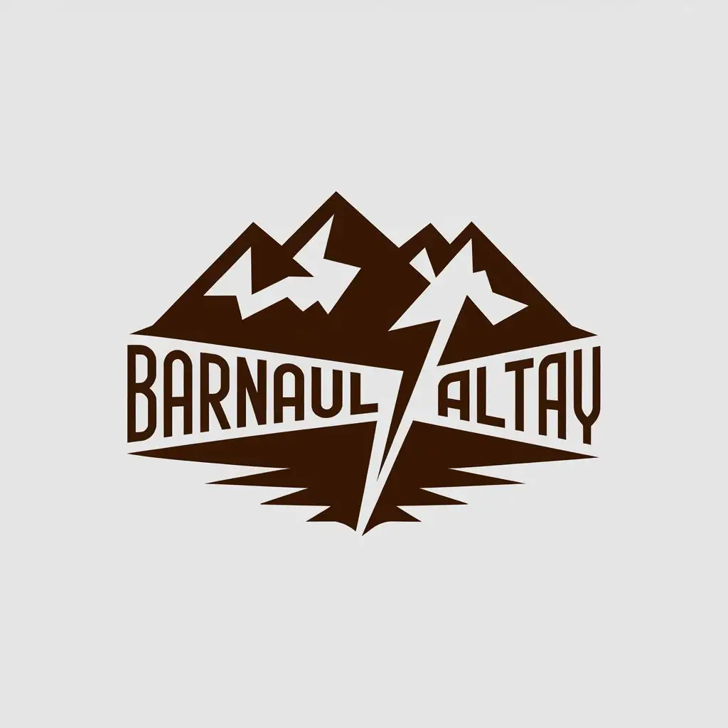 LOGO Design for BarnaulAltay Minimalistic Mountains in Brown and White with Slash Typography for Entertainment Industry