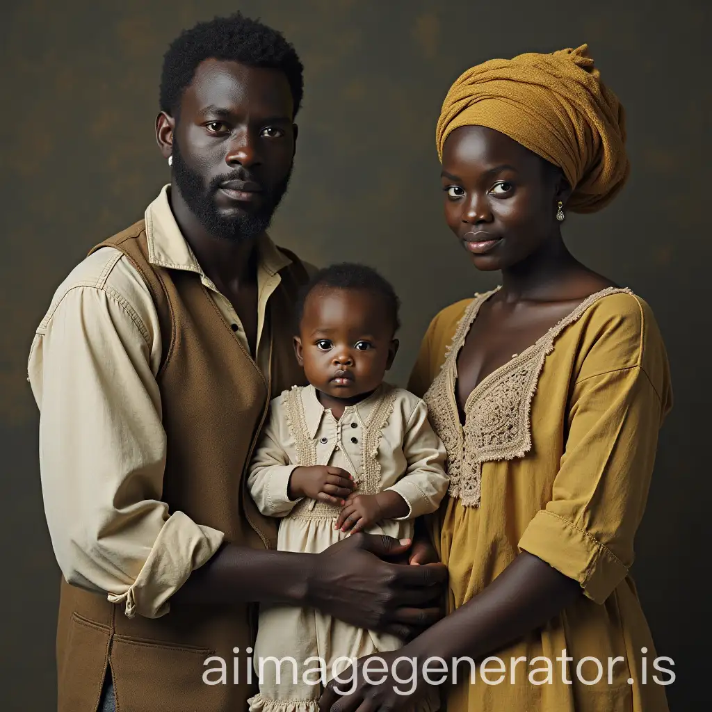 African-Couple-Holding-Newborn-Baby-in-Ragged-Clothes-from-the-1900s