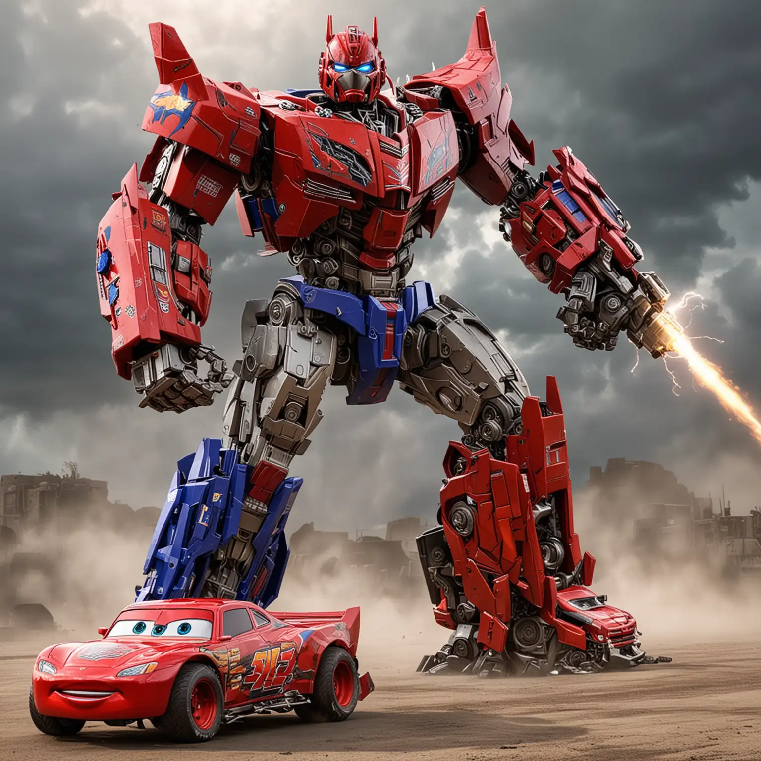 Transforming-Lightning-McQueen-with-Optimus-Prime