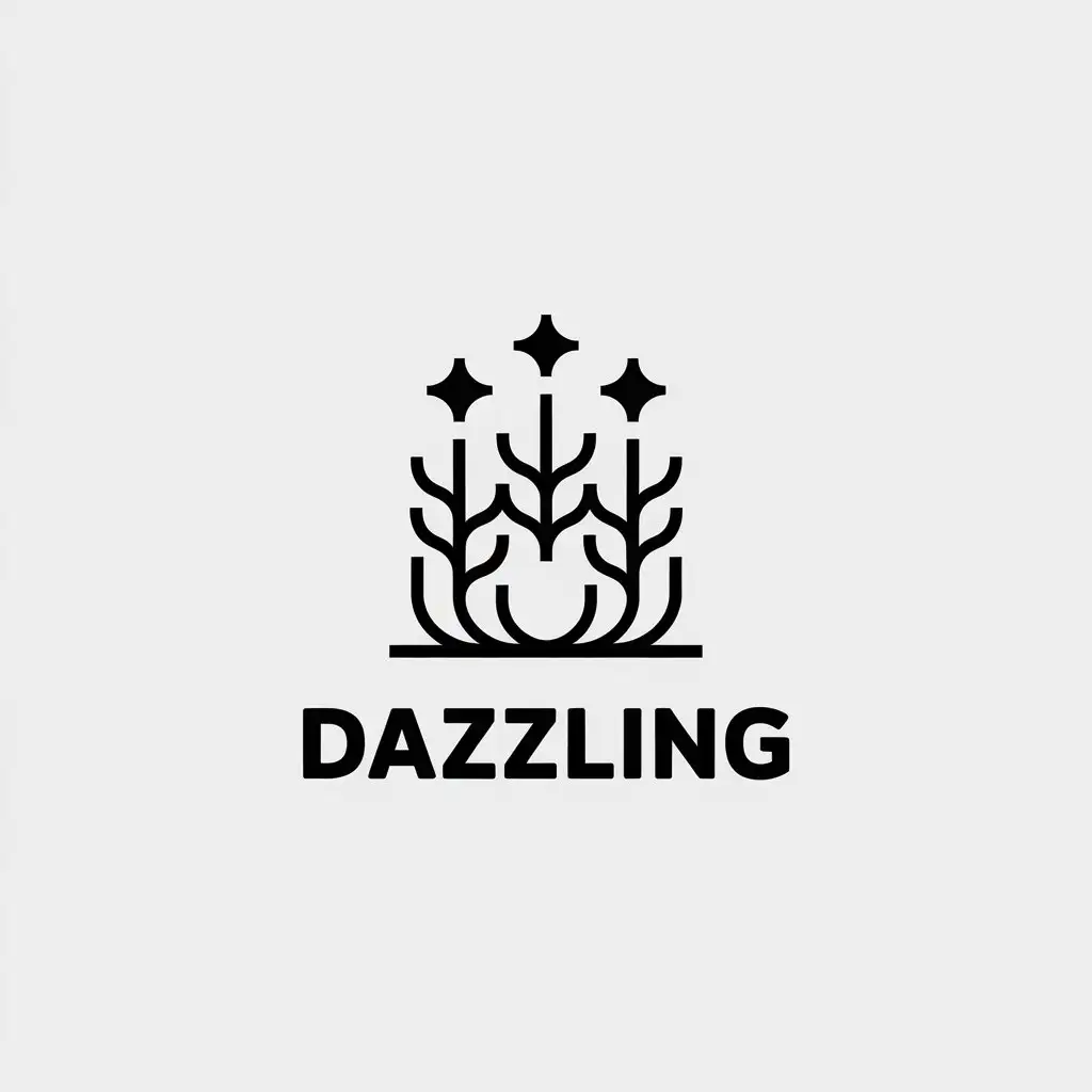 a vector logo design,with the text "DAZZLING", main symbol:Stars, vines,Minimalistic,clear background