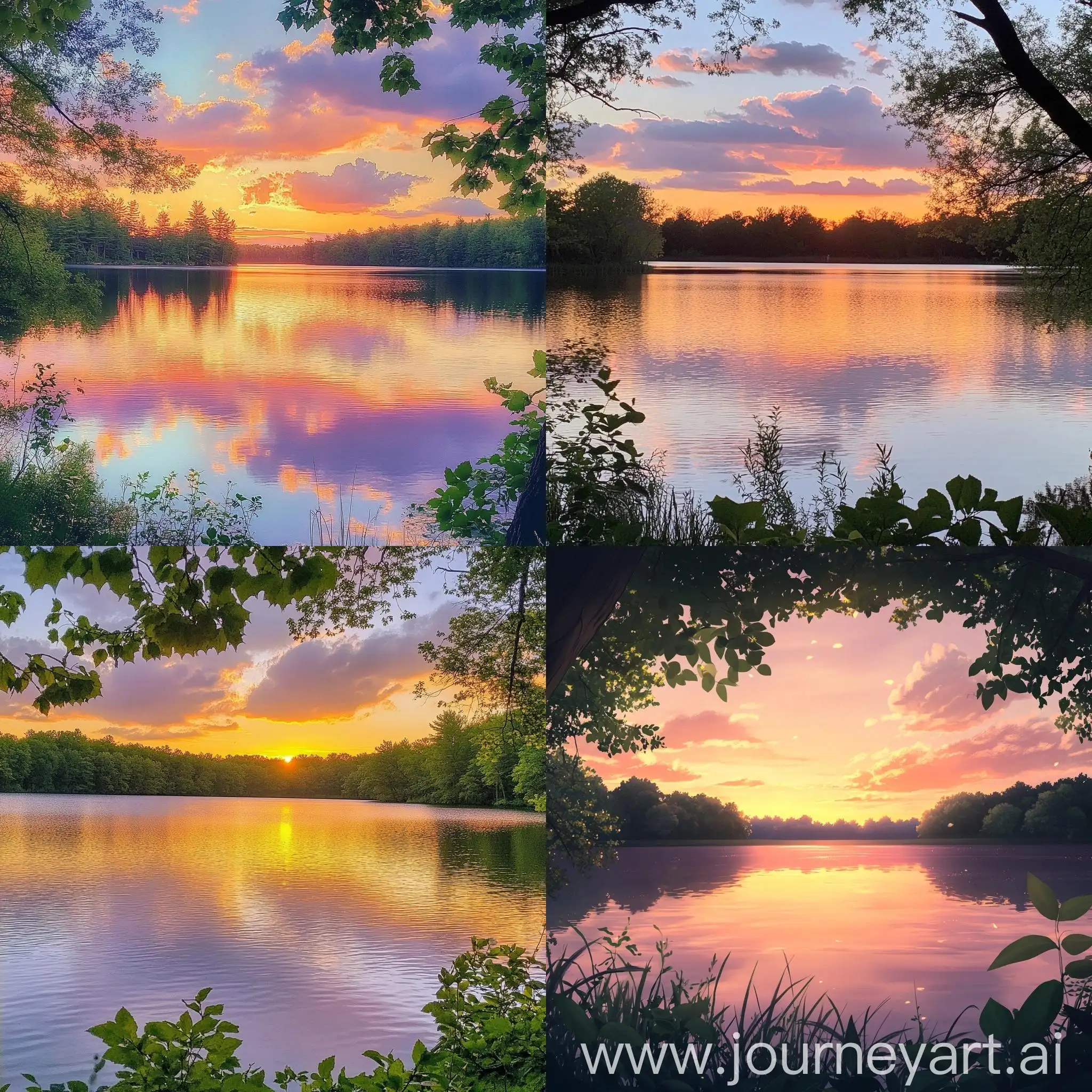 Tranquil-Sunset-Scene-with-Reflecting-Lake-and-Peaceful-Sky