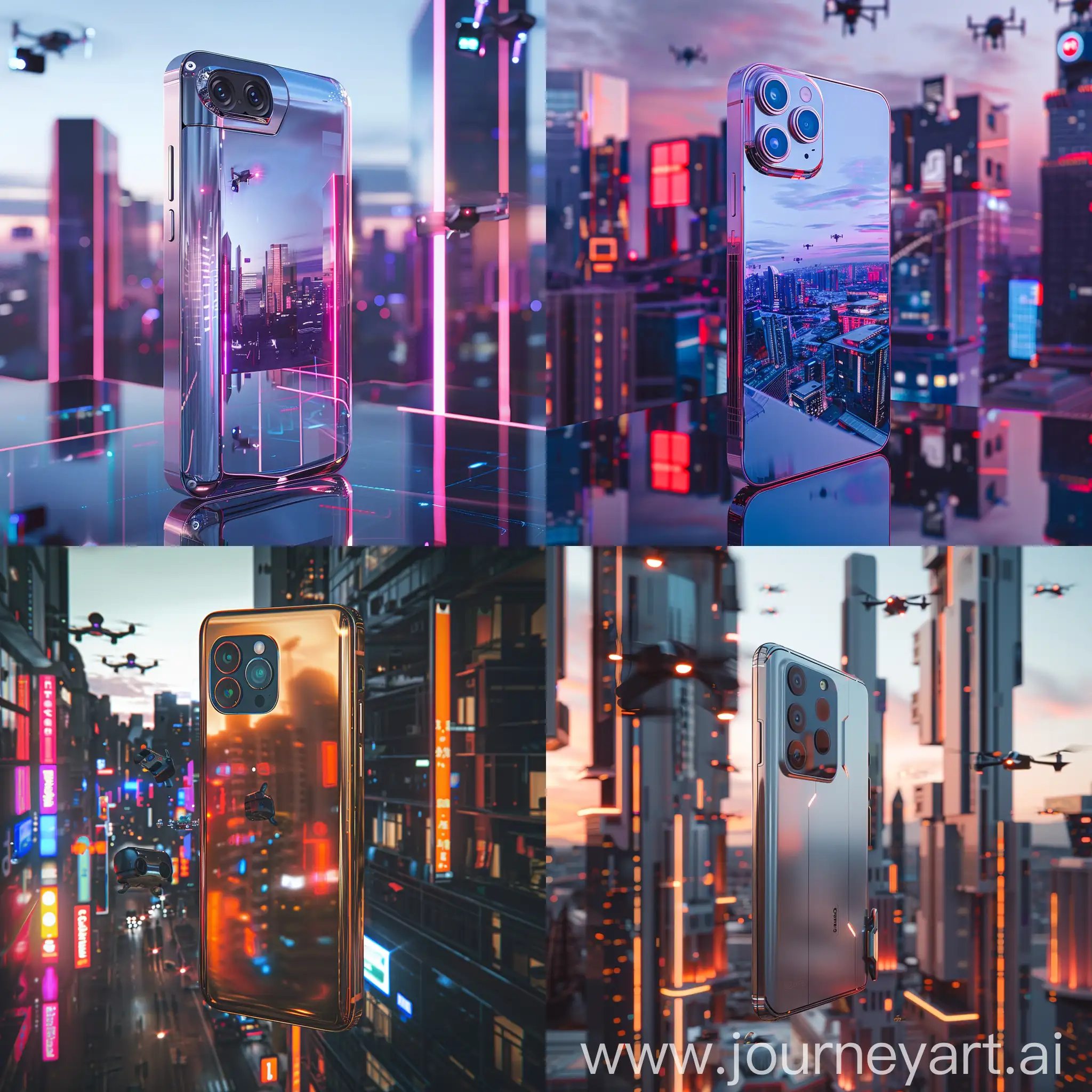 Futuristic-Smartphone-Technology-in-Urban-Dusk-Setting