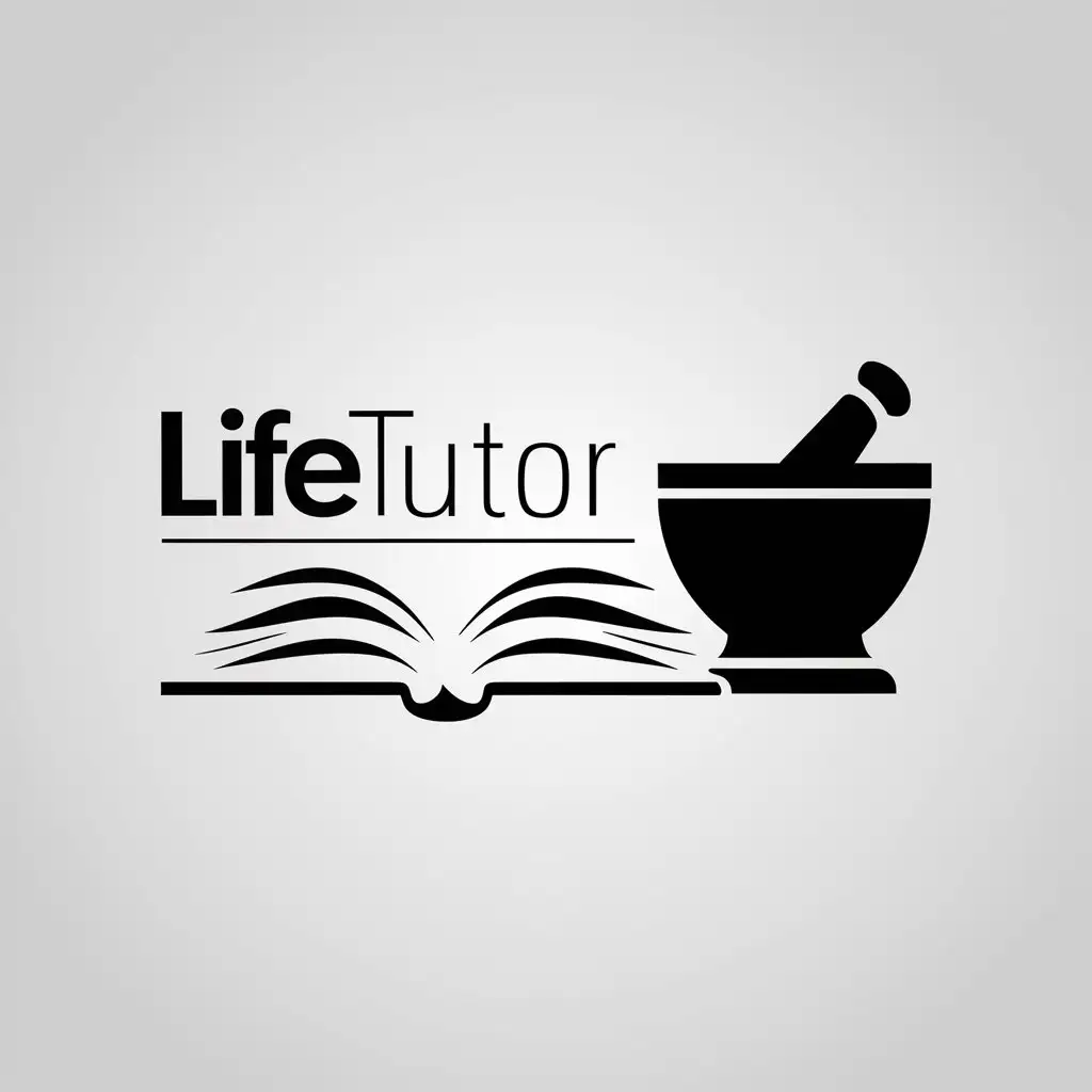 LOGO-Design-For-Lifetutor-Homoeopathic-Mortar-Pestle-and-Open-Book-Theme