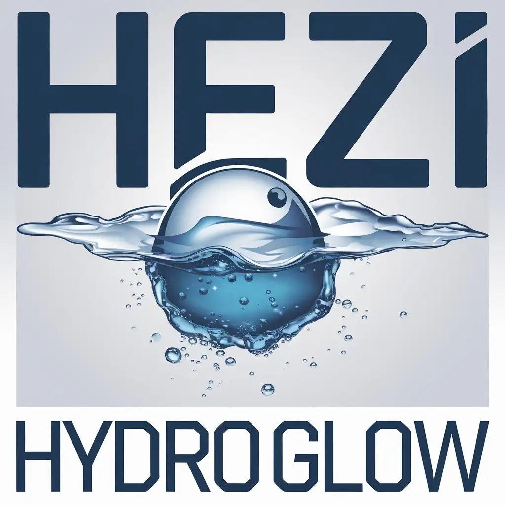 LOGO Design For Hezi Hydro Glow Water Theme with Clear Background