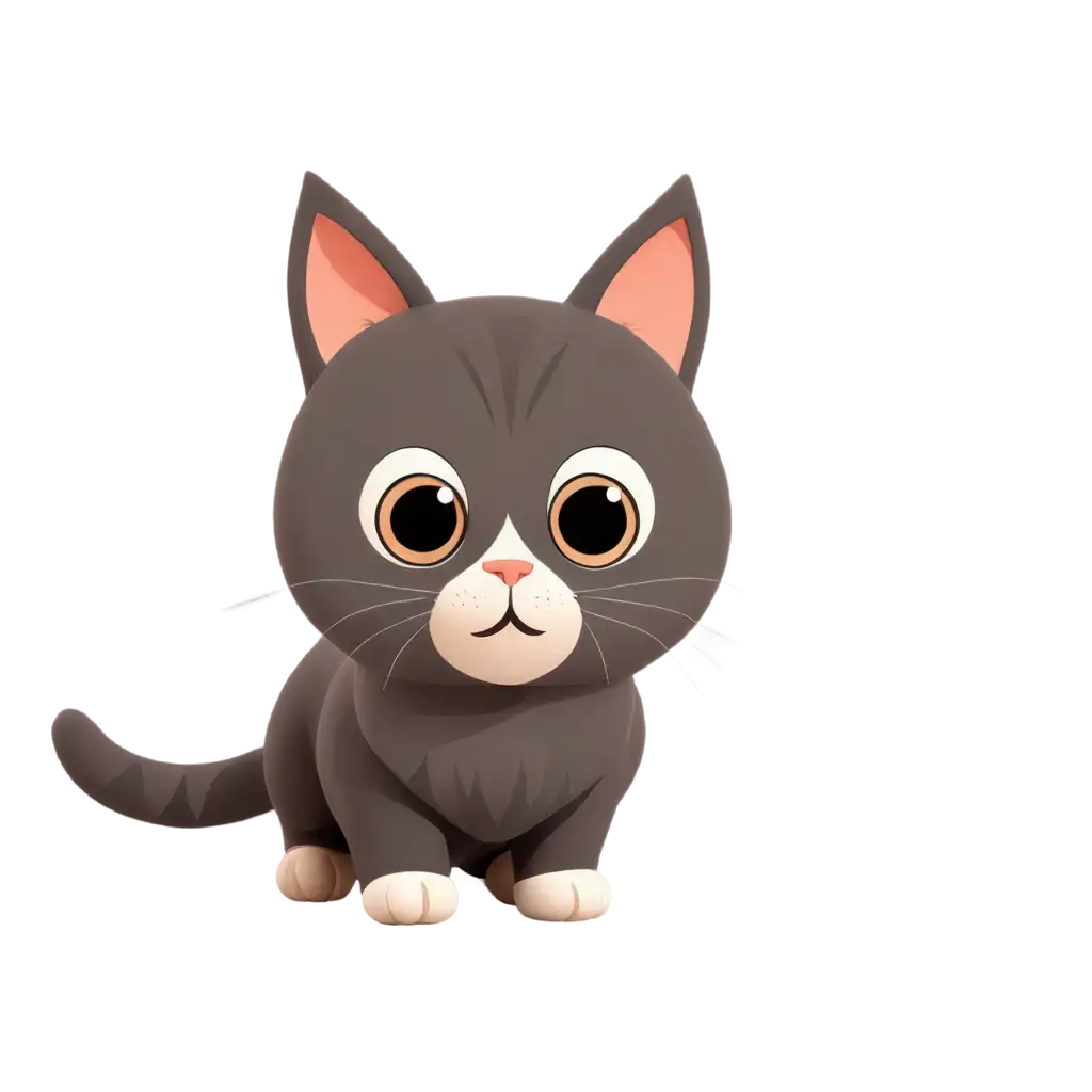 Cute-Cartoon-Cat-PNG-HighQuality-Flat-2D-Design-for-Digital-Use