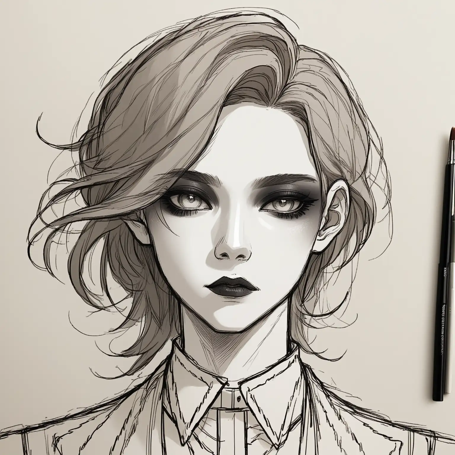 Androgynous-Girl-with-Smokey-Makeup-in-Conceptual-HandDrawn-Sketch