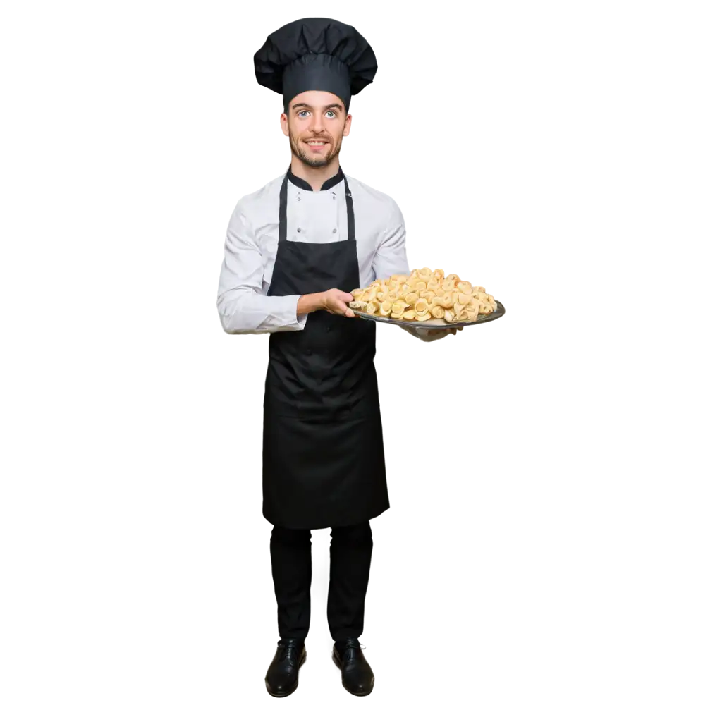 Young-Man-Dressed-as-a-Cook-with-a-Plate-of-Tortellini-PNG-Image-for-Culinary-and-Restaurant-Design