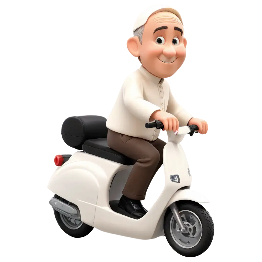 Cute-Cartoon-Image-of-Pope-Francis-Riding-Scooter-PNG-Illustration-for-Playful-Visual-Content