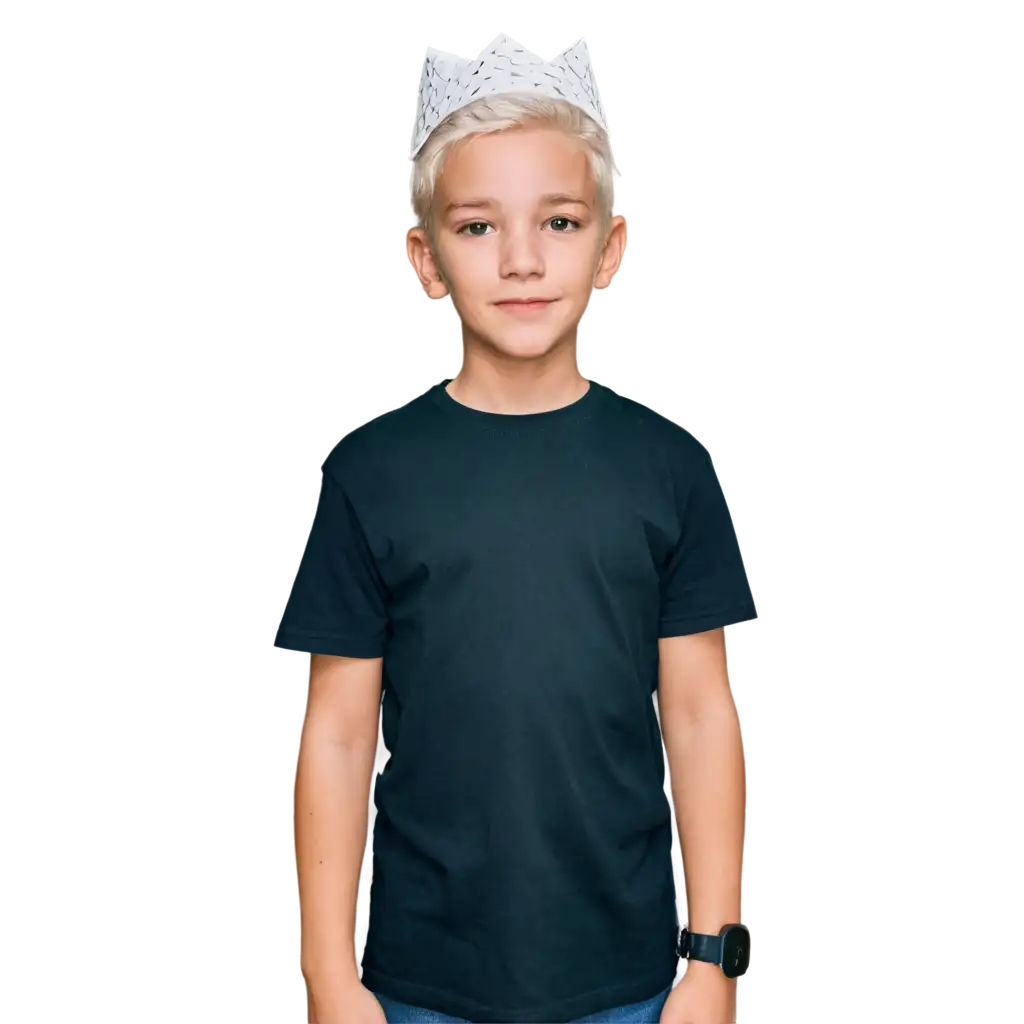 Boy-with-White-Hair-Wearing-Origami-Paper-Hat-PNG-Image-for-Unique-Design-Projects