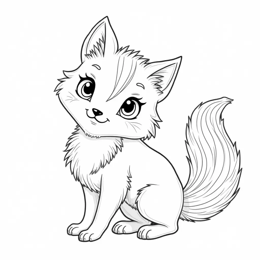 Rainbow-Fox-Coloring-Page-for-Children