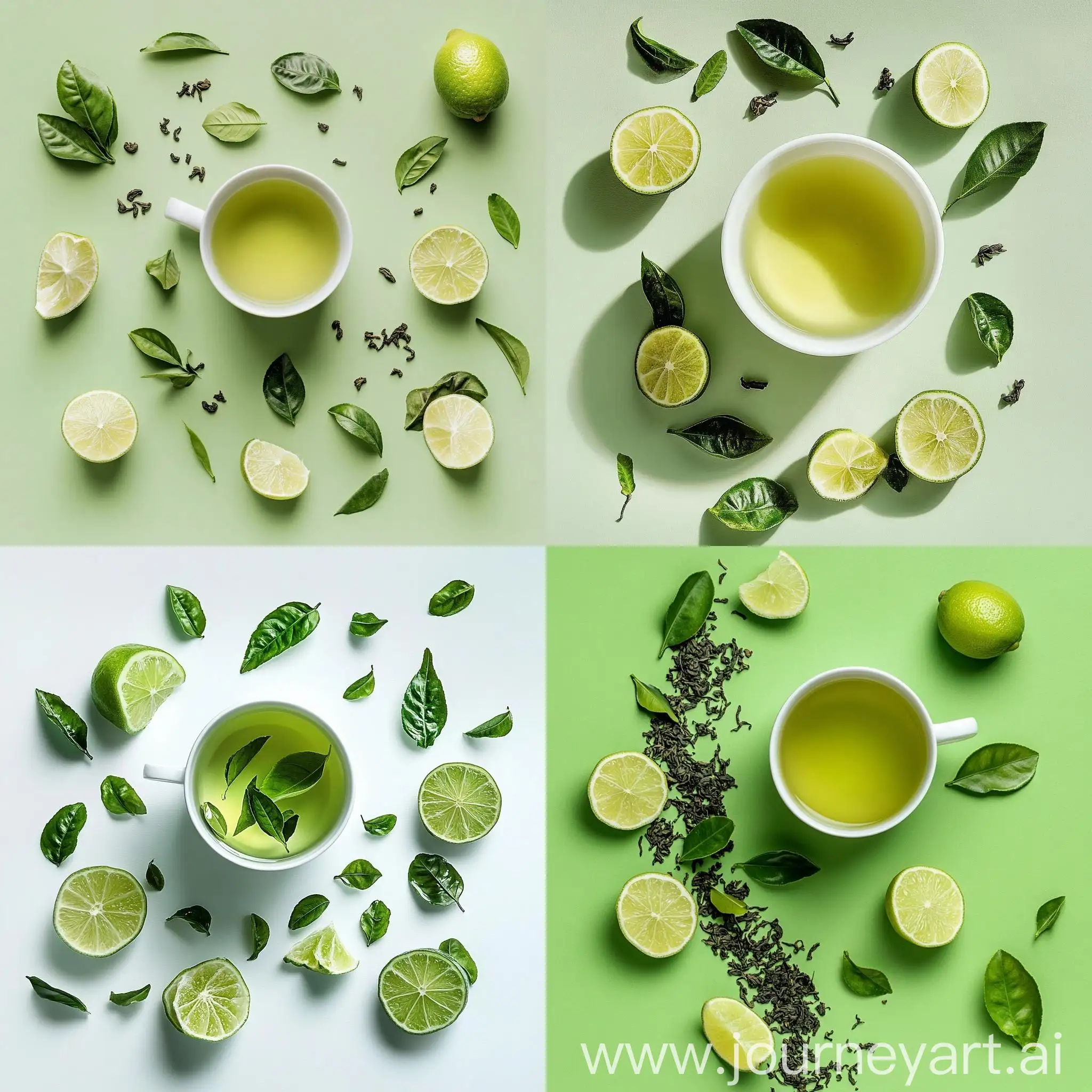 Minimalist-Green-Tea-and-Lime-Composition