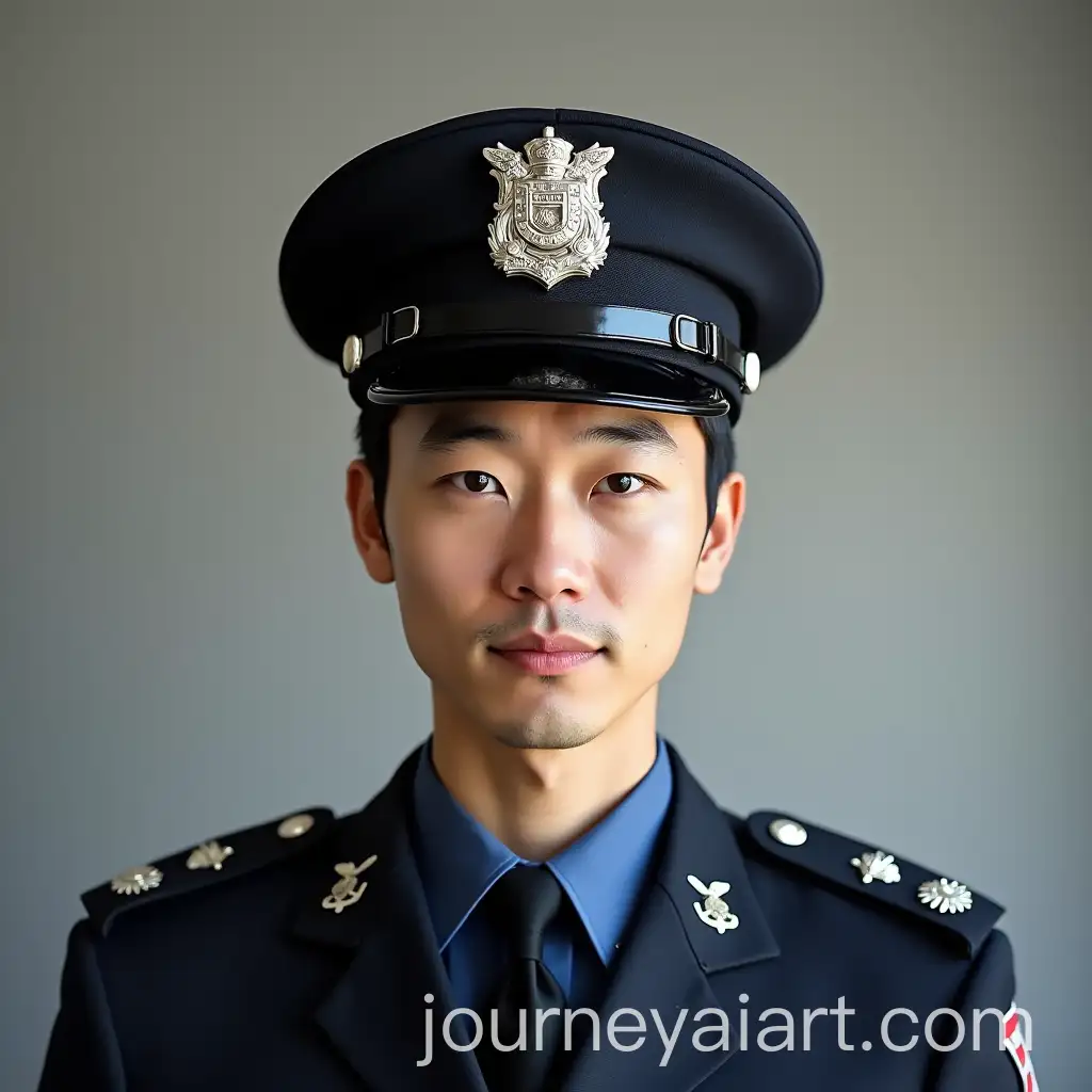 Japanese-Police-Officer-Portrait-in-Traditional-Asian-Style-Age-40