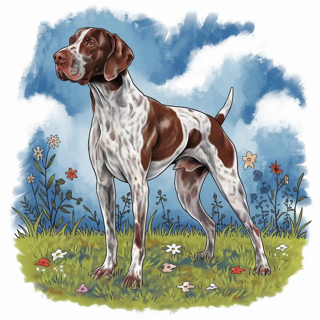 Tattoo-Design-Featuring-an-Italian-Pointer-Dog-in-Bold-Style