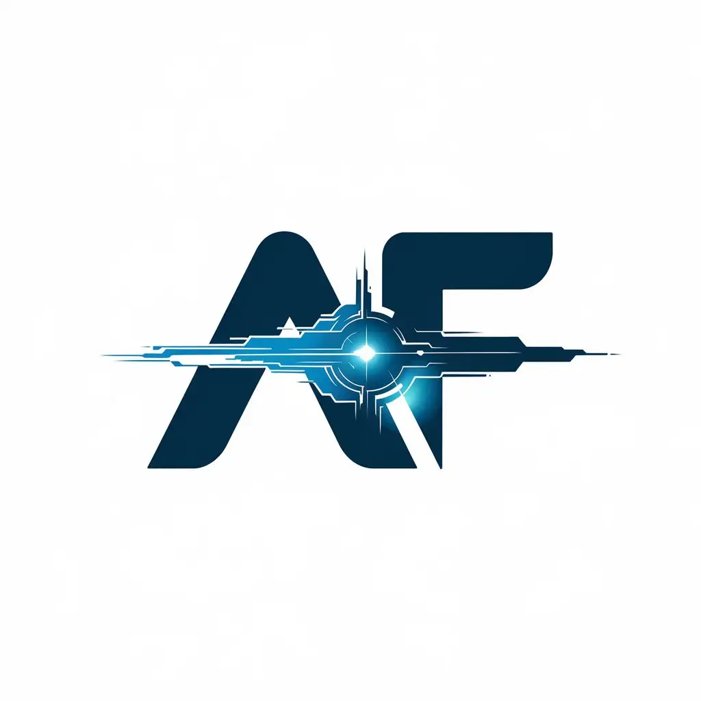 LOGO Design for A F Technological Cybernetic Ray Between Letters with Magical and Technological Clash Theme