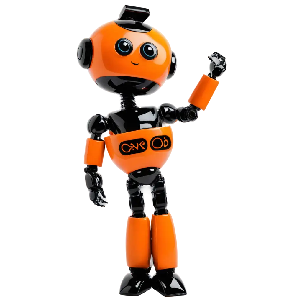 Elegant-Robot-PNG-A-Classy-Orange-and-Black-Design-for-Digital-Creations