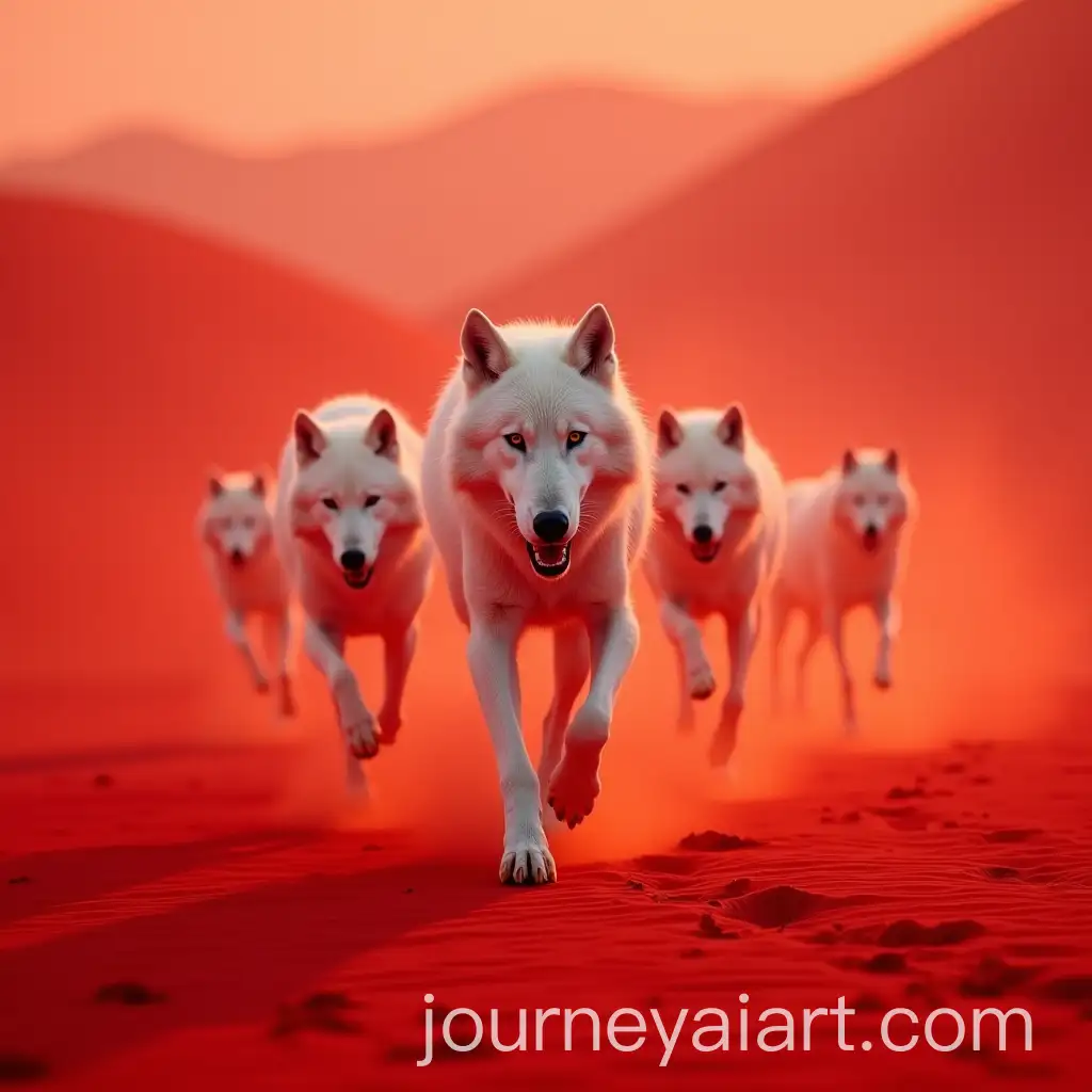 Majestic-White-Wolves-Running-Across-a-Glowing-Red-Desert