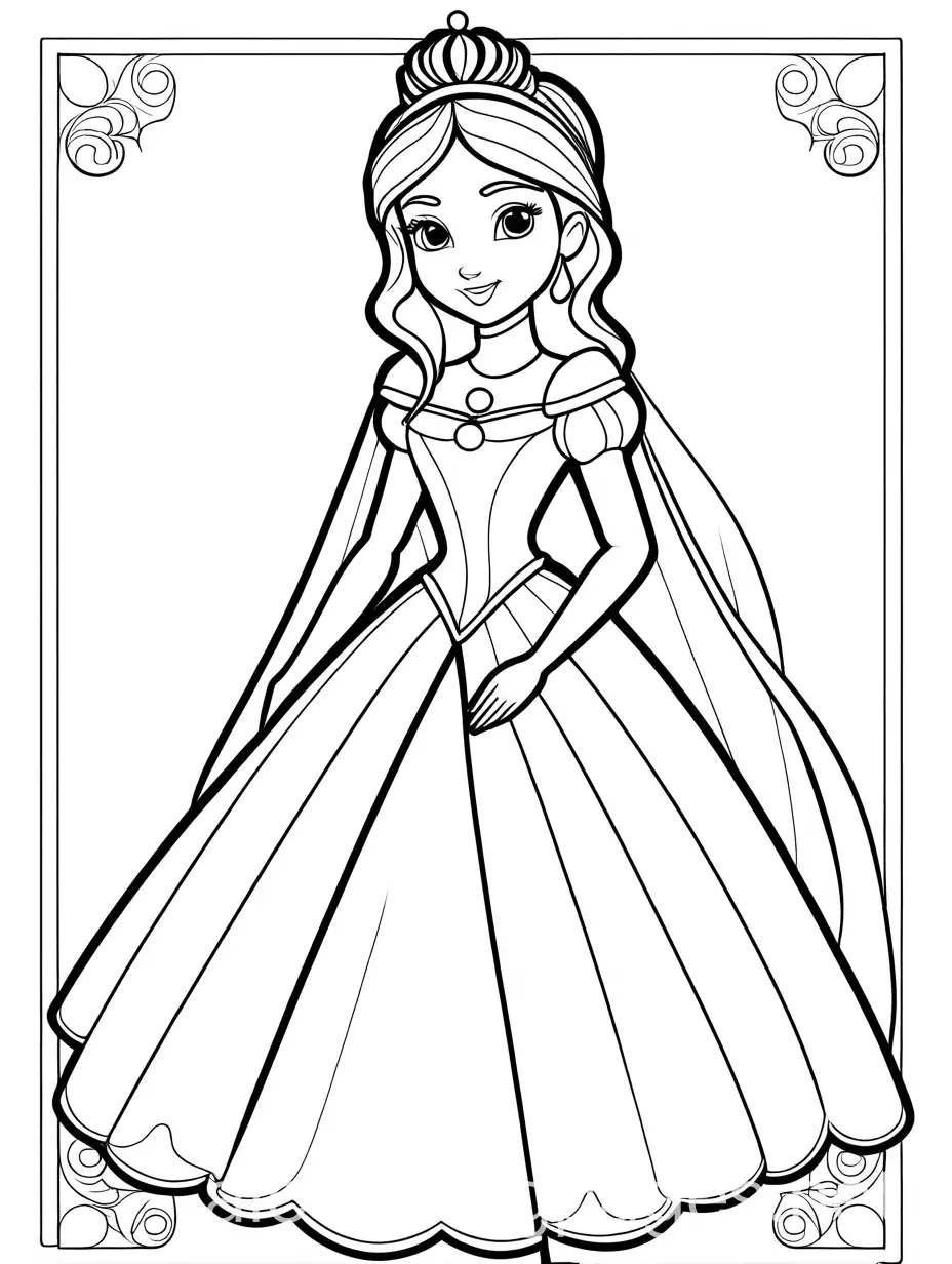 Simple-Coloring-Page-of-Super-Thick-Princess-in-Black-and-White