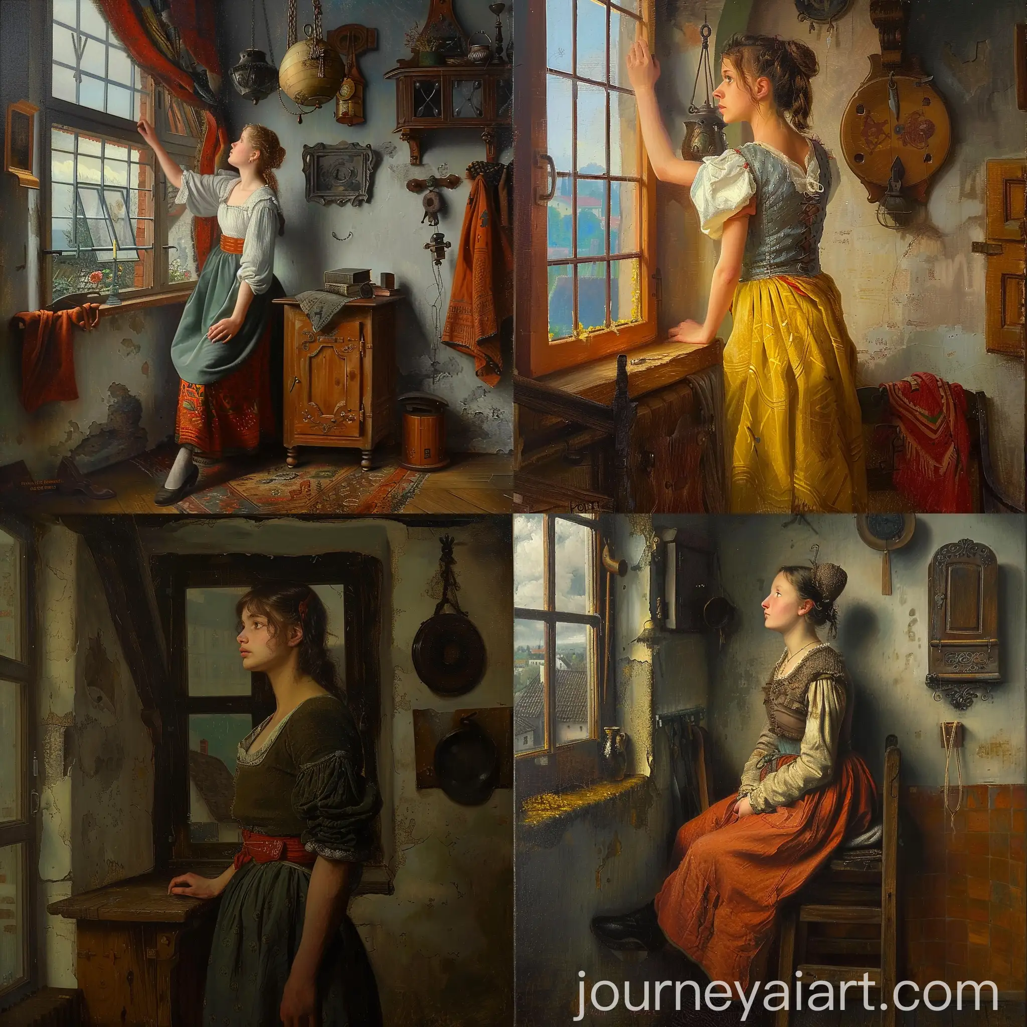 Renaissance-Painting-of-Kiki-in-Her-Room-Looking-Out-the-Window
