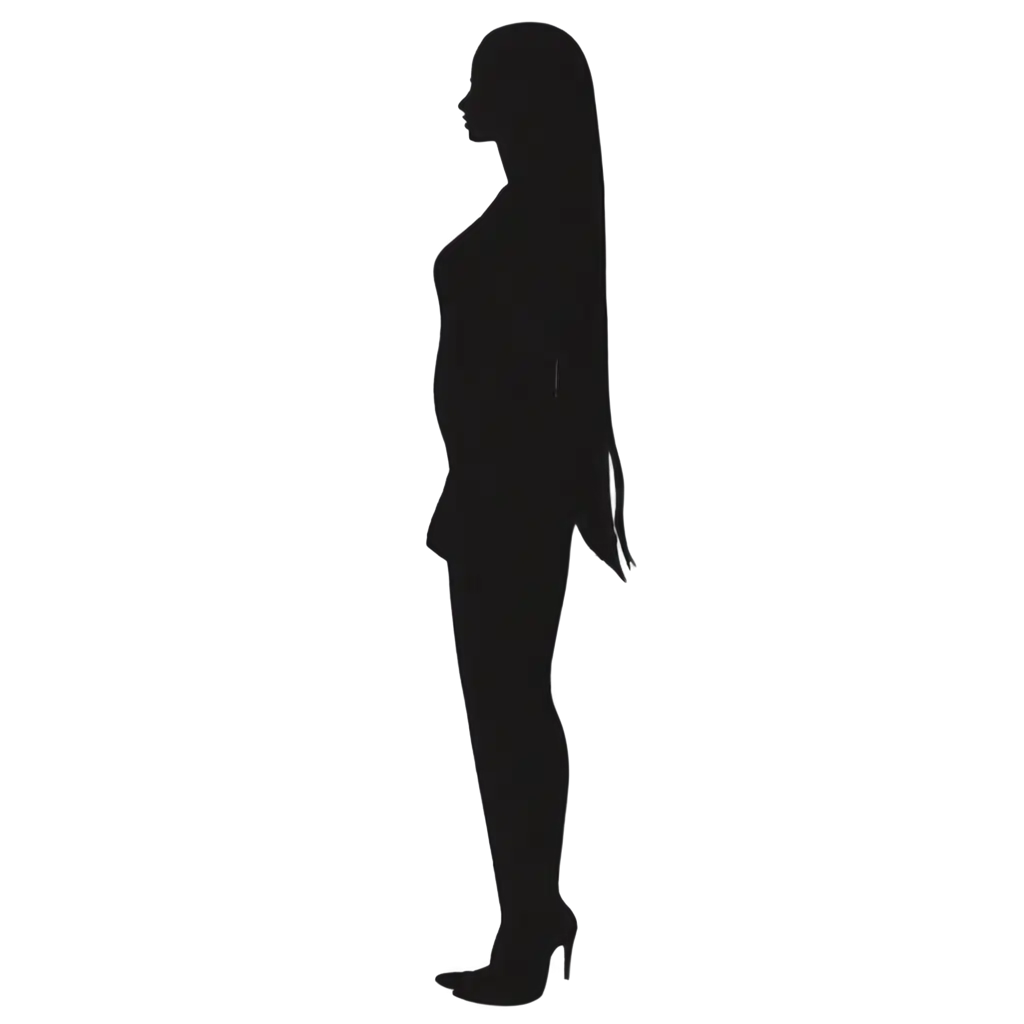 PNG-Image-of-a-Painted-Silhouette-of-a-Girl-with-Straight-Long-Hair-for-Versatile-Design-Applications