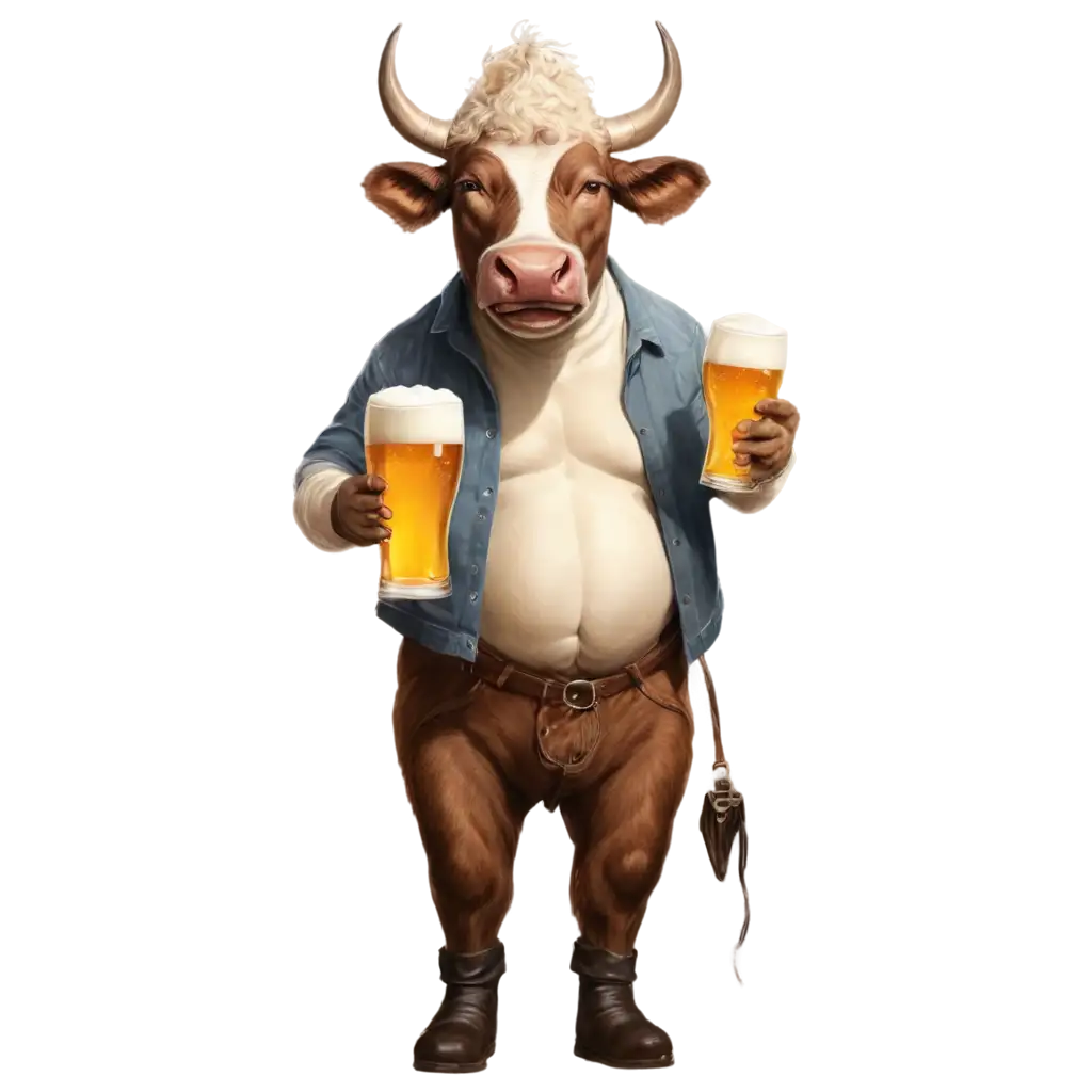 happy bull drinking beer