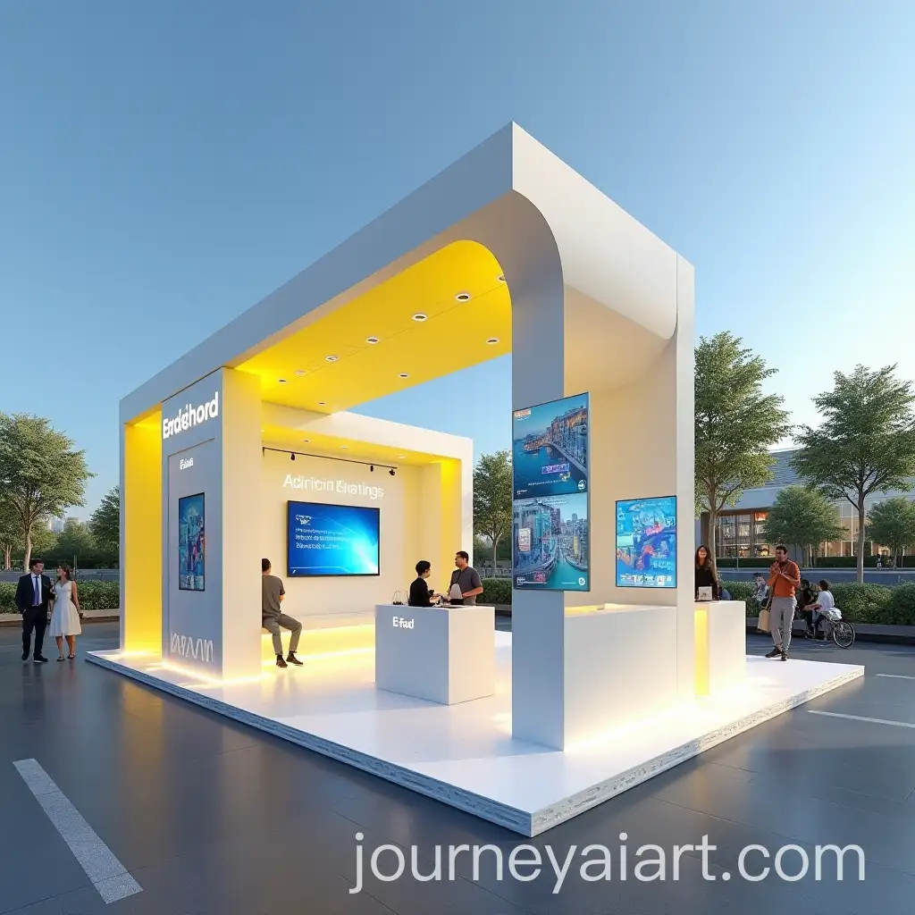 ModernAI-Image-Prompt-Expansion-Exhibition-Booth-with-Flowing-Roof-and-Interactive-Displays-in-White-Yellow-and-Blue-Colors