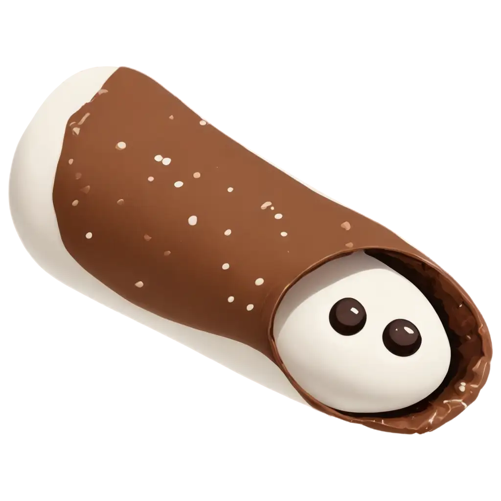 Cartoon Cannoli with a Hershey's kiss in one end