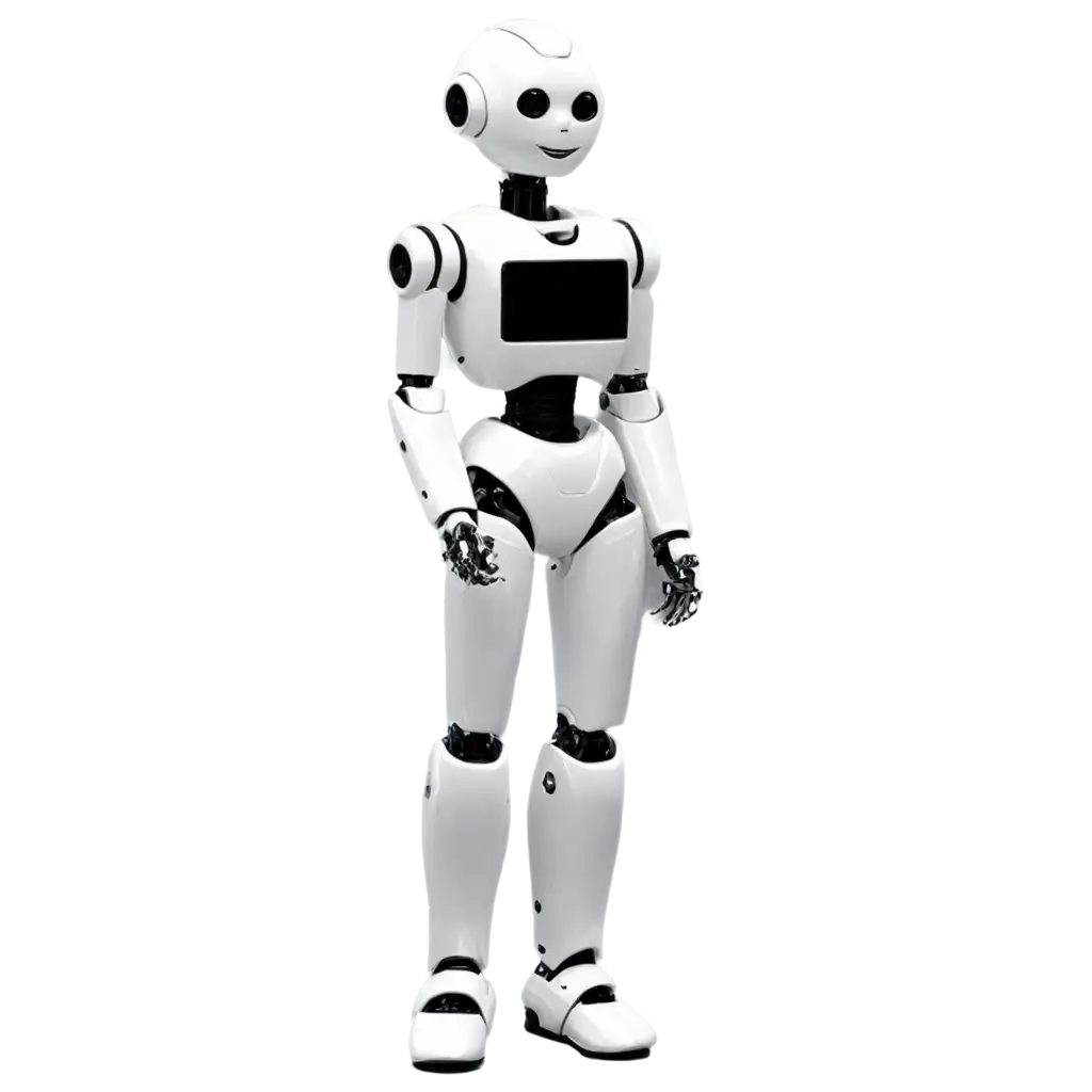 a positive humanoid robot, friendly, simple