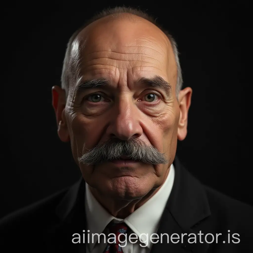 Elderly-Bald-Man-with-Mustache-in-Thoughtful-Pose