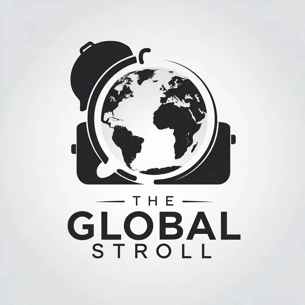 LOGO Design for The Global Stroll Minimalistic World Symbol with Budget Travel Theme