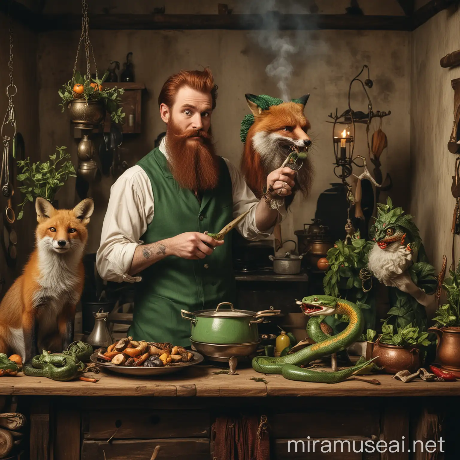 Fantasy Characters Cooking Together at Stove