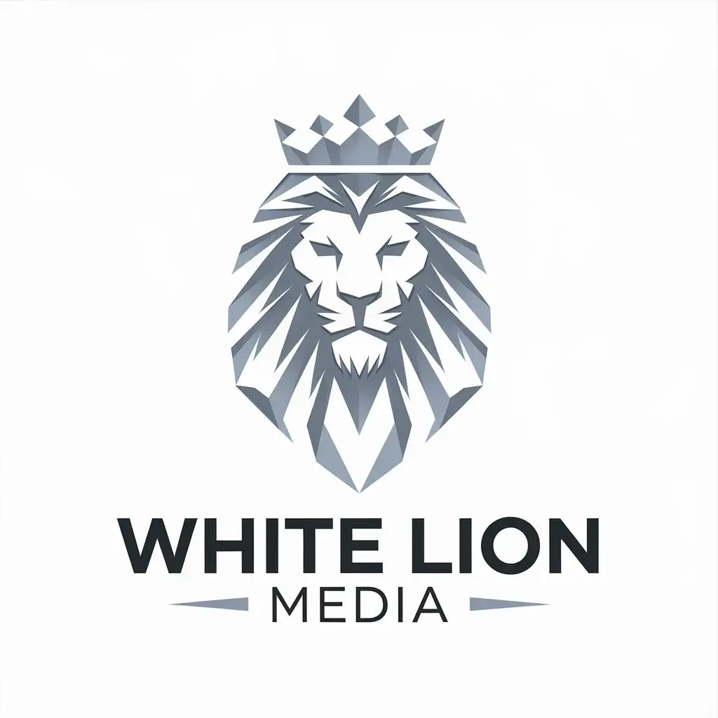 LOGO Design for White Lion Media Minimalistic Lion Symbol for Entertainment Industry with Clear Background