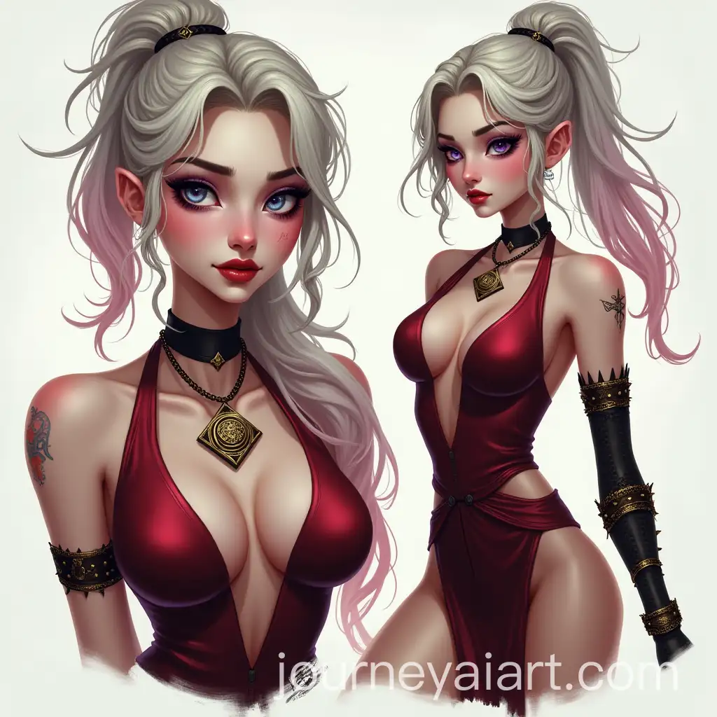 Rebellious-Woman-with-Messy-Hair-Silk-Dress-and-Edgy-Accessories