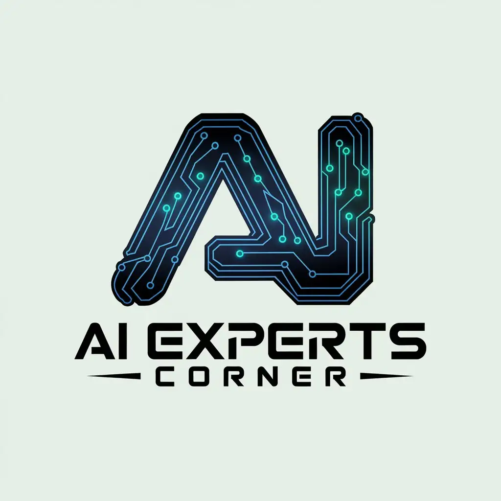 LOGO Design for AI Experts Corner Modern Sleek and Futuristic with Circuit and Neural Network Theme