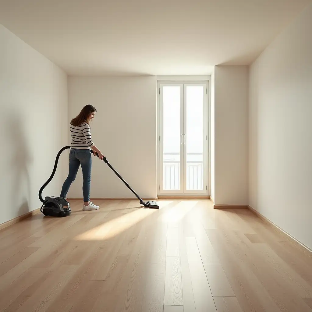 Person Vacuuming an Empty Room