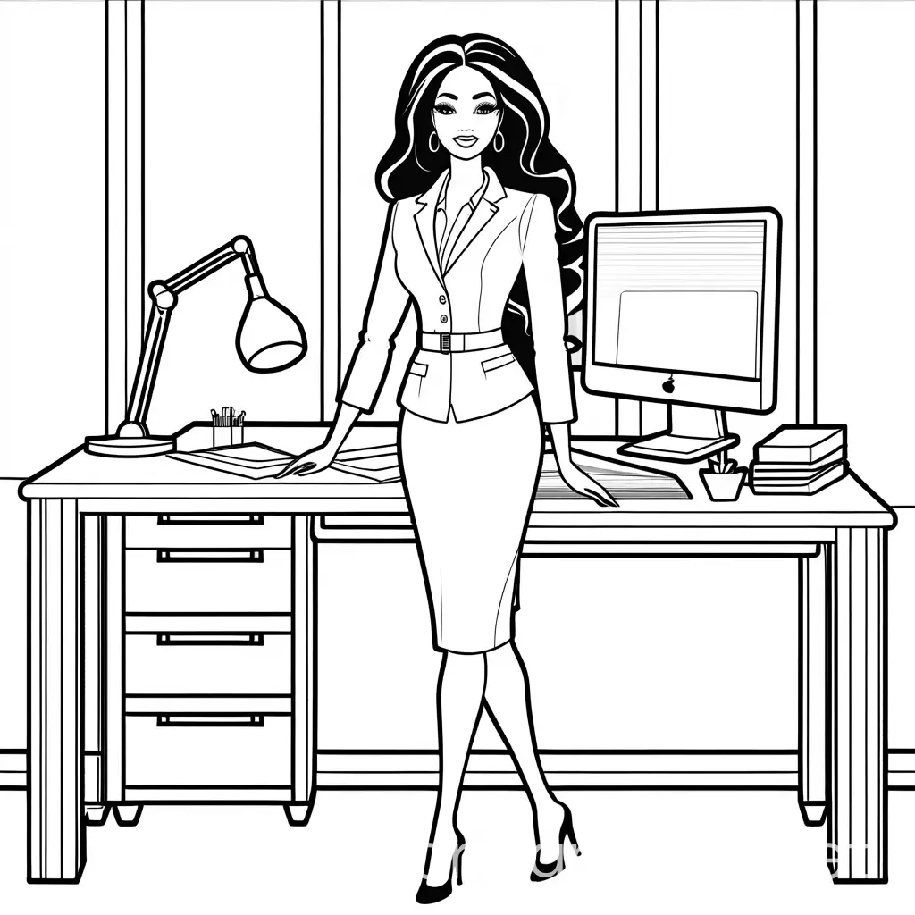 African-American-Barbie-in-Office-Attire-Coloring-Page-for-Kids