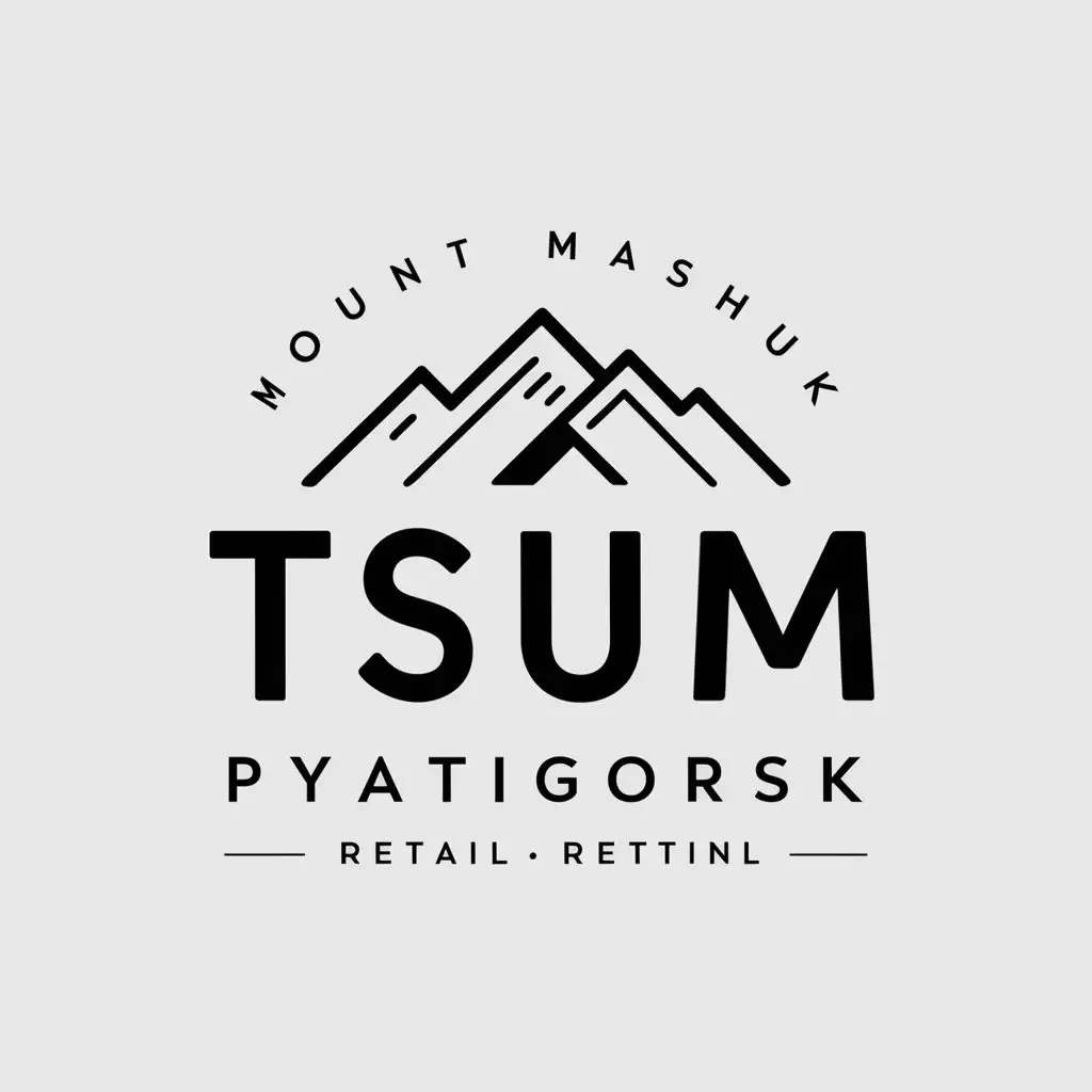 a vector logo design,with the text "TsUM Pyatigorsk", main symbol:mount 'Mashuk' and letters 'Tsum',complex,be used in Retail industry,clear background