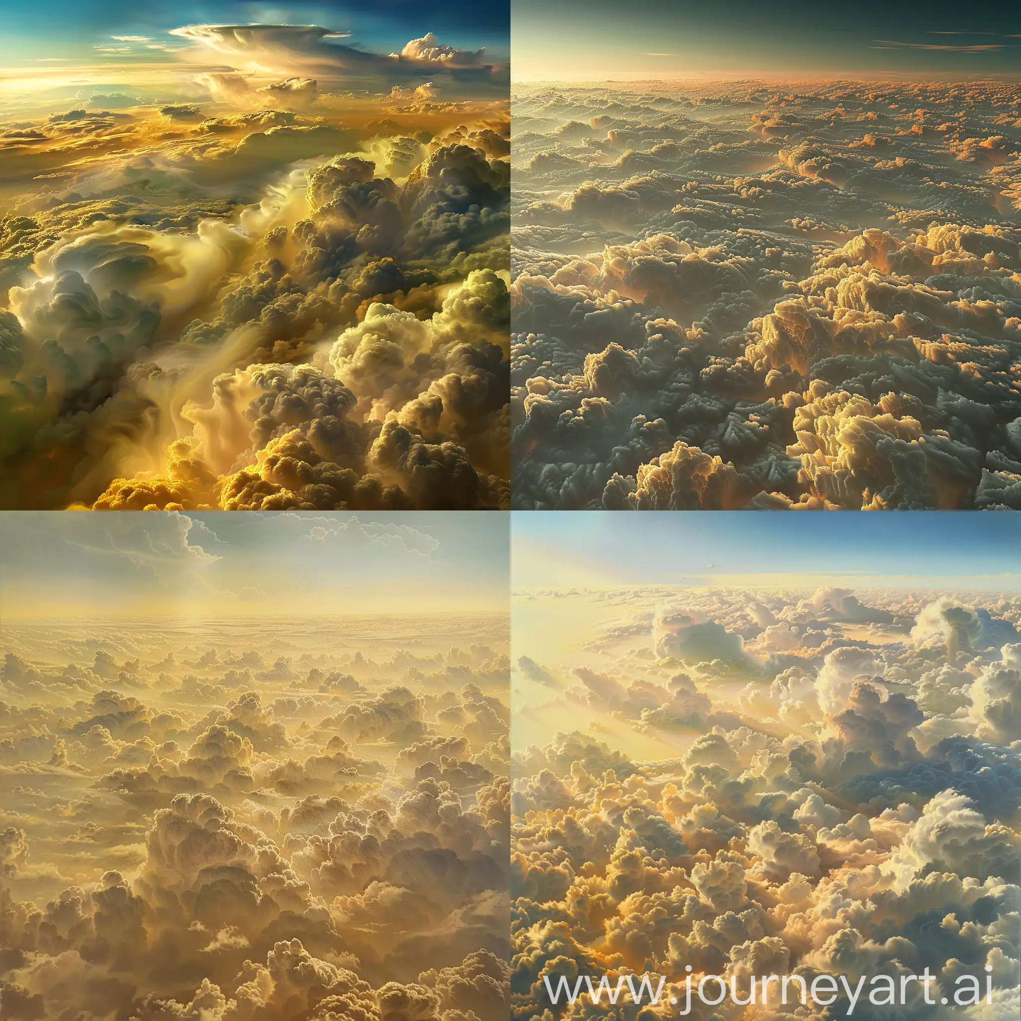 Hyperrealistic-Aerial-View-of-Supersonic-Cloud-Formations-in-Yellow-Orange-and-Brown