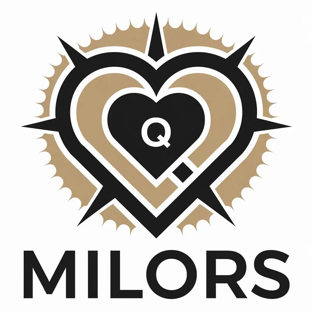 a vector logo design,with the text "Milors", main symbol:Black heart Q,Moderate,be used in Religious industry,clear background