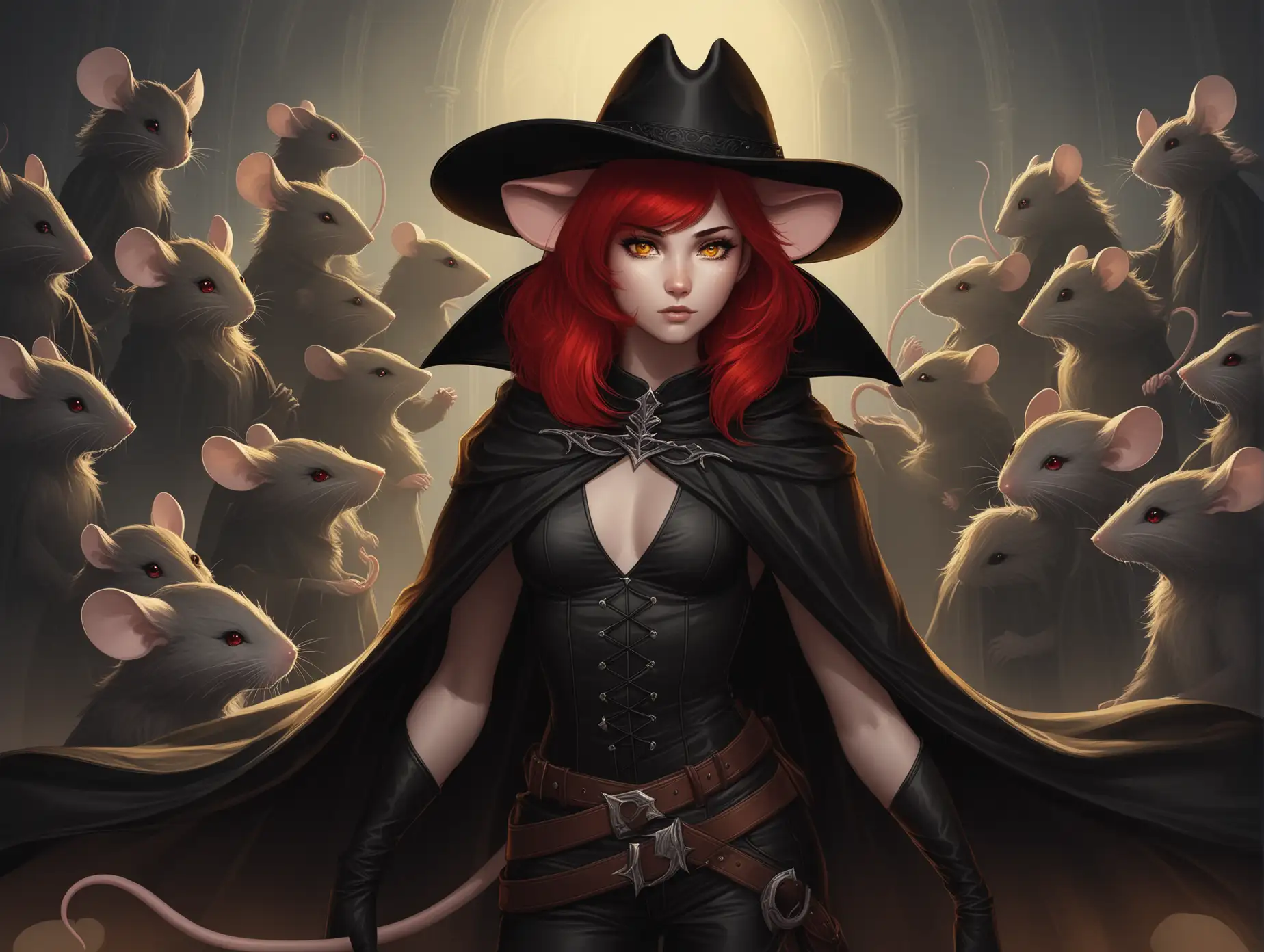 Furry-Girl-with-Mouse-Ears-and-Demon-Hunter-Cloak-in-Fantasy-Setting