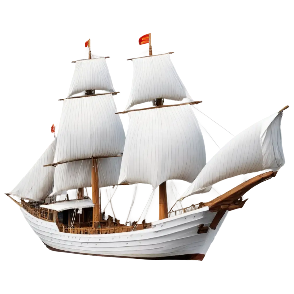 a full white voyage ship that zheng he used without water or  sea but has sails, make them fancy looking in full white color