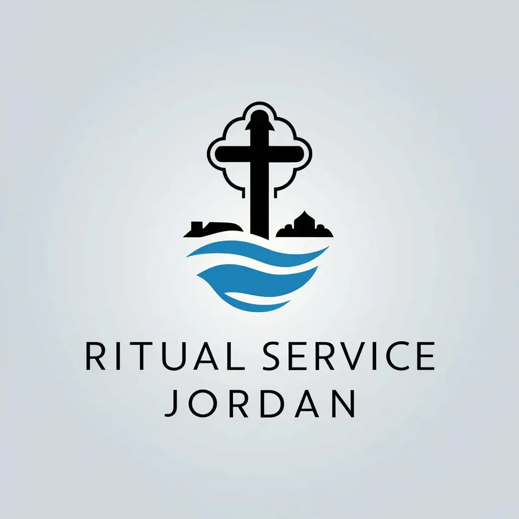 a vector logo design,with the text "Ritual service Jordan", main symbol:Orthodox cross, Jordan river,Minimalistic,be used in Ritual services industry,clear background