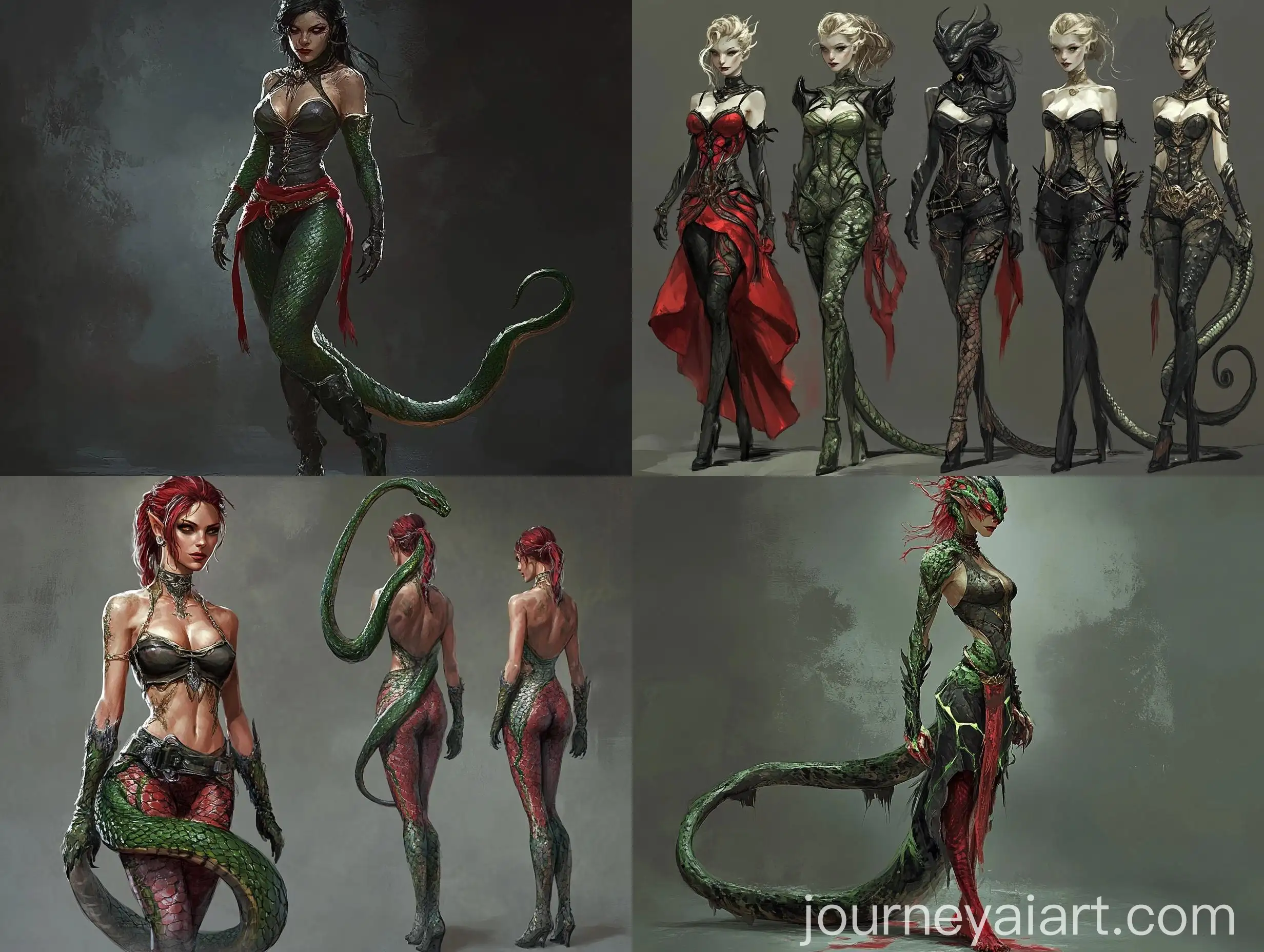 Dark-Fantasy-Woman-with-Scaly-Skin-and-Snake-Tail-Character-Art