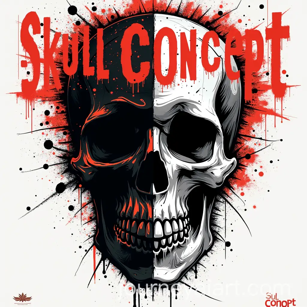 BipolarityAI-Image-Expansion-SEOThemed-Skull-Poster-with-Abstract-Typography-and-Neon-Accents