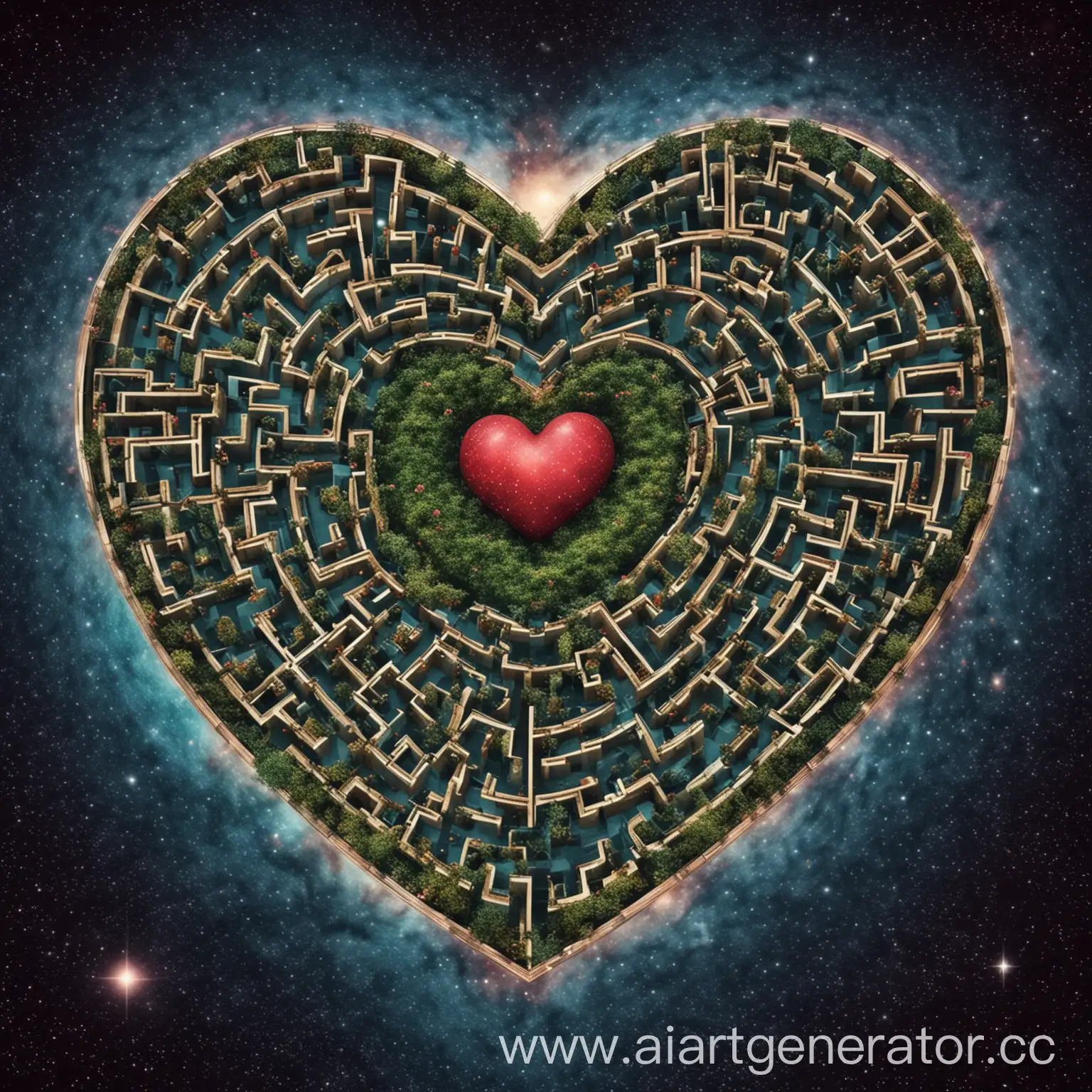 Heartshaped-Maze-on-Cosmos-Background