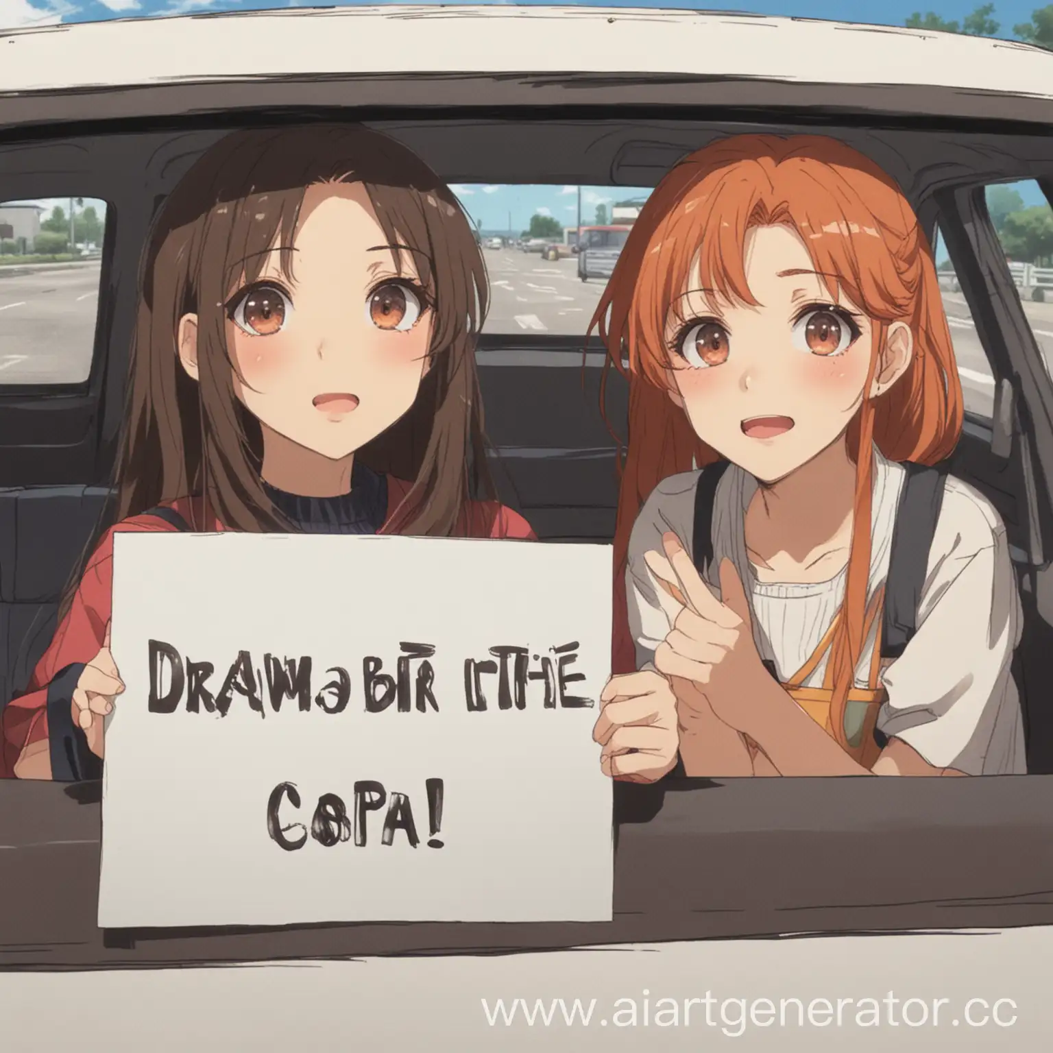 Anime-Girls-Sitting-in-Car-Holding-Sign