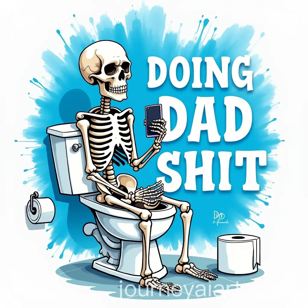 Skeleton-on-Toilet-with-Smartphone-and-DOING-DAD-SHIT-Caption