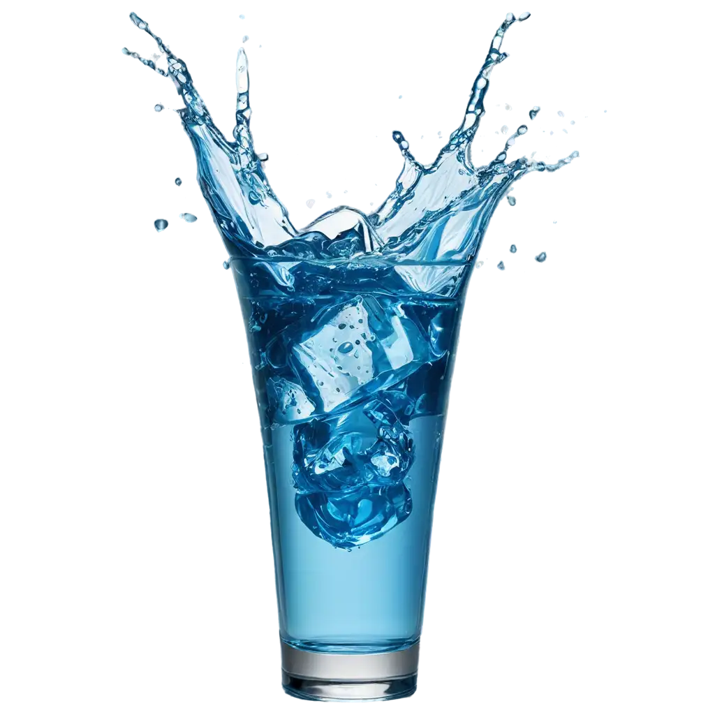 Mineral-Water-Splash-Blue-Soda-on-Big-Glass-with-Ice-Cubes-PNG-Image-for-HighQuality-Visuals
